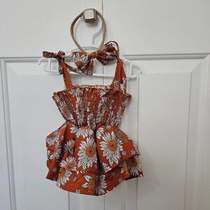 Baby Girl Sunflower Dress & Headband